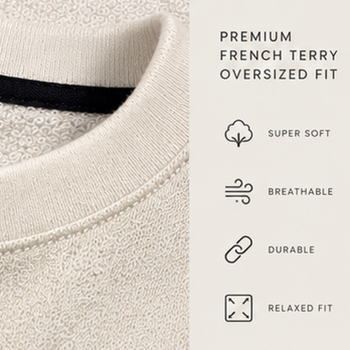 Hanuman Ji oversized cream T-shirt detail shot by DRIPYUG