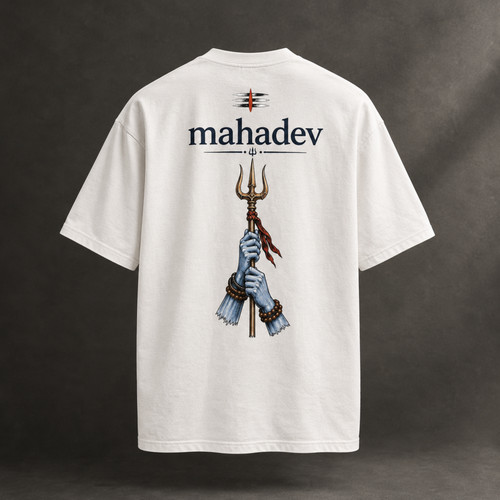 Mahadev oversized tee alternate product view by DRIPYUG