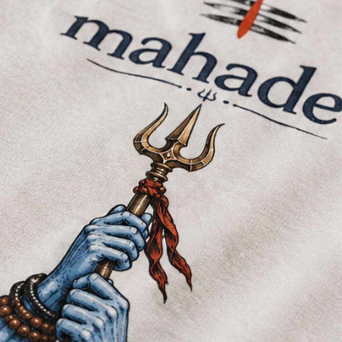 Close-up detail of the Mahadev DTF artwork by DRIPYUG