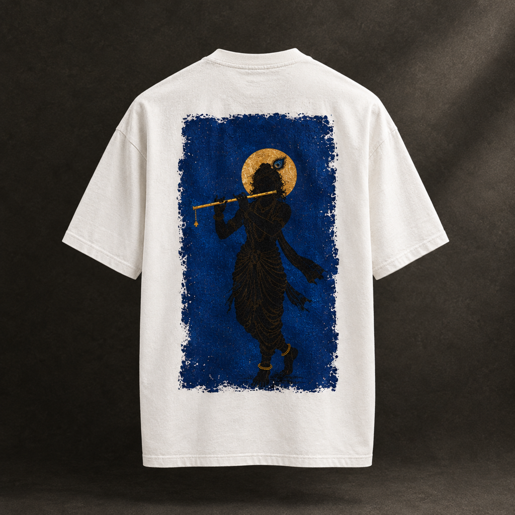Krishna oversized cream French Terry T-shirt by DRIPYUG