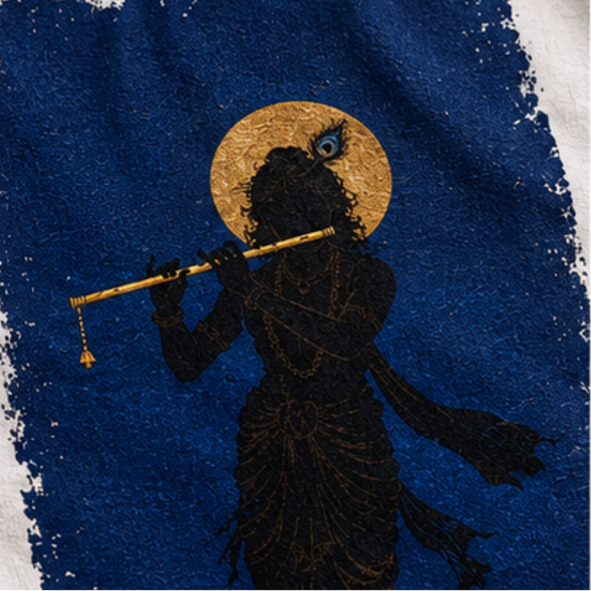 Close-up detail of the Krishna DTF artwork by DRIPYUG