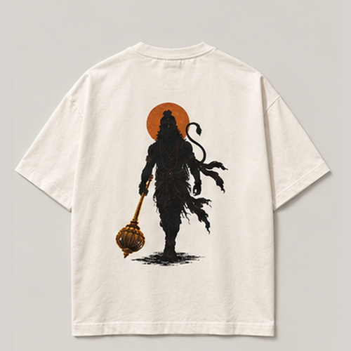 Hanuman Ji oversized tee alternate product view by DRIPYUG